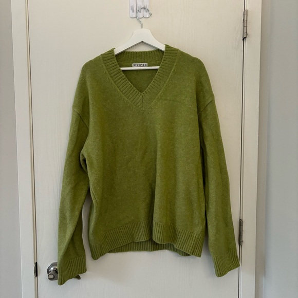Made in Korea Wool Sweater Green Oversized Unisex - Picture 3 of 5